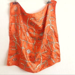 Orange chain print neck scarf